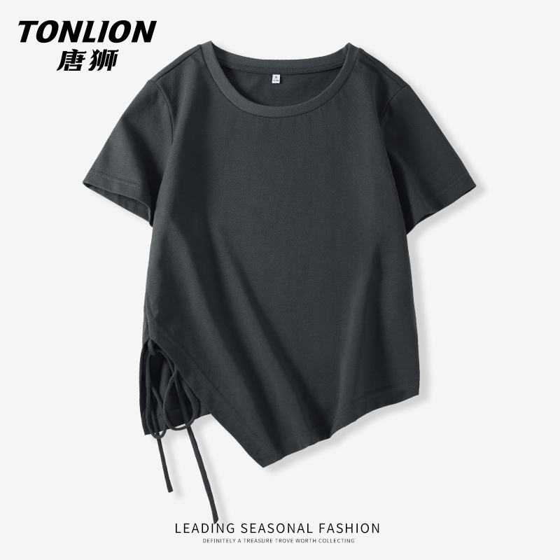 唐狮灰色短袖t恤女2025新款爆款
