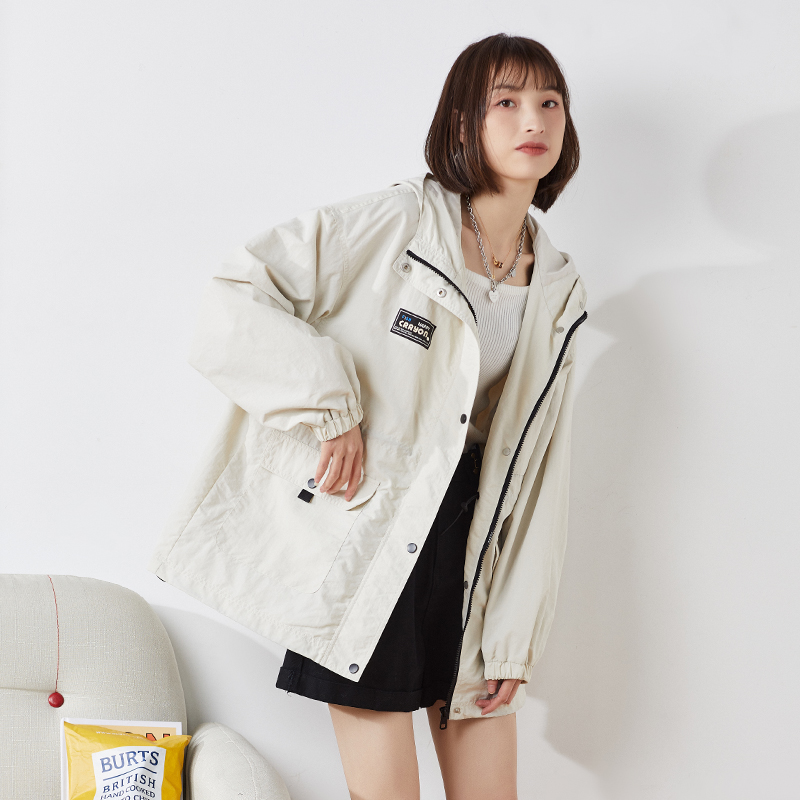 唐狮工装外套2022春秋新款女宽松韩版大口袋青少年外穿休闲上衣潮