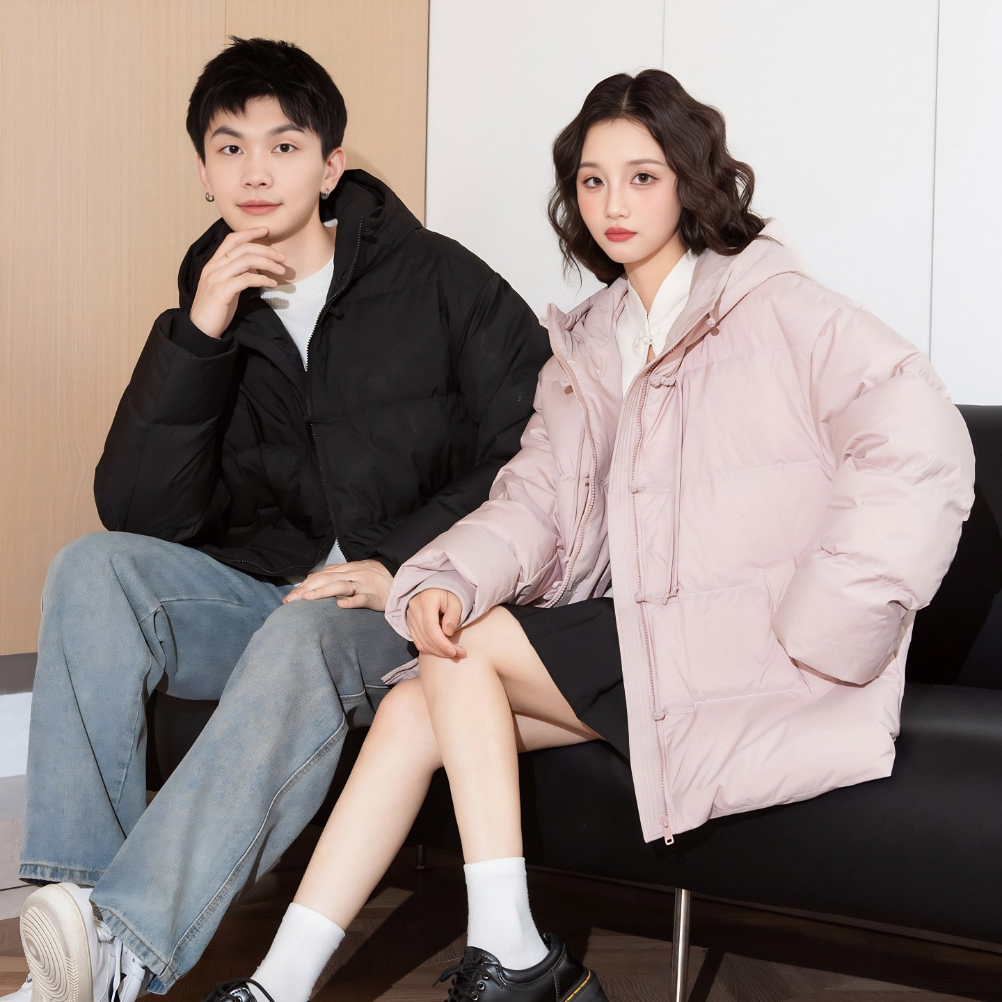 唐狮冬季新款情侣装羽绒服新中式短款连帽面包服厚实保暖外套TD,男装,羽绒服,淘宝优惠券,粉丝福利购,淘宝优惠卷