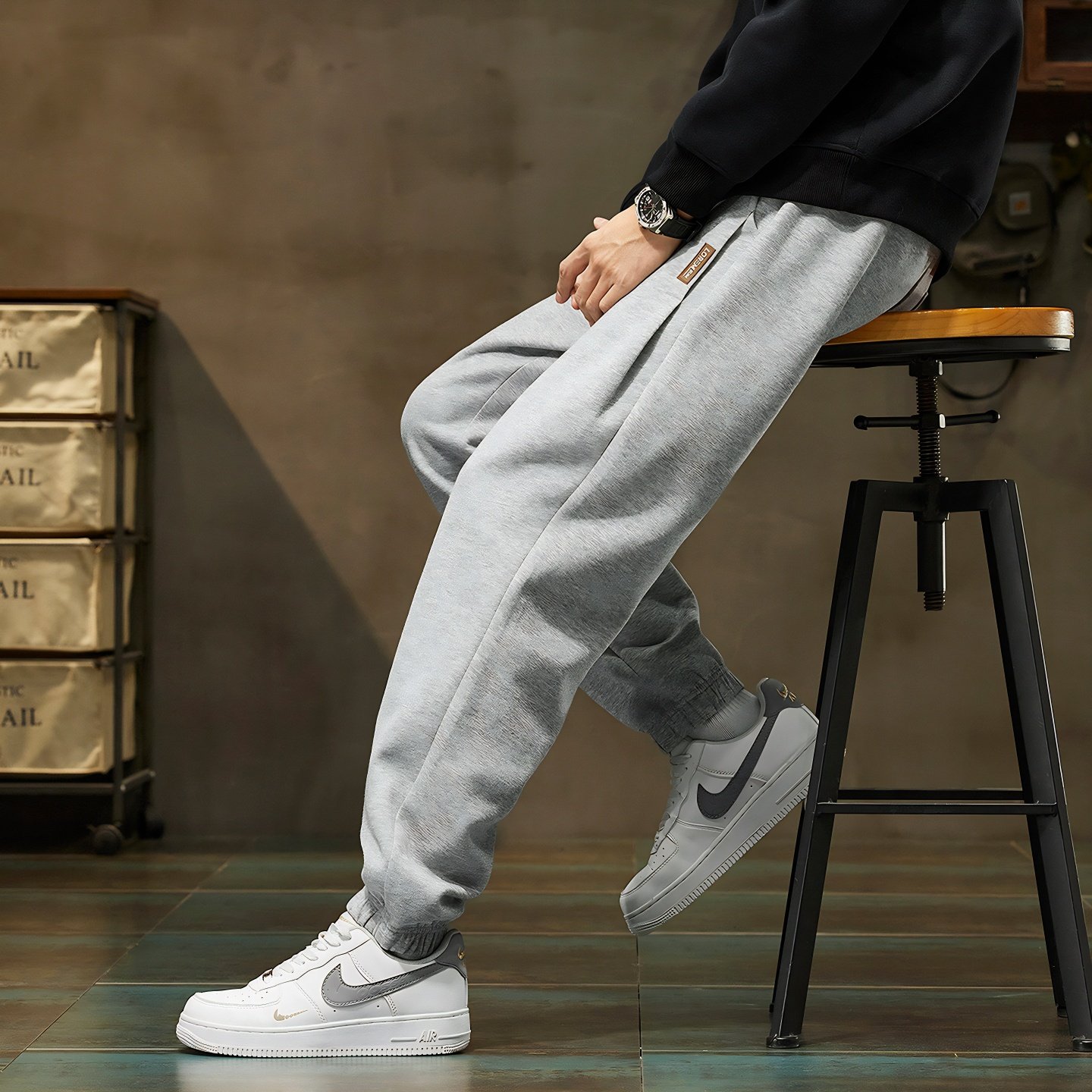 唐狮秋冬季休闲长裤男针织束脚裤黑色简约设计宽松显瘦时尚TUTA,男装,休闲裤,淘宝优惠券,粉丝福利购,淘宝优惠卷