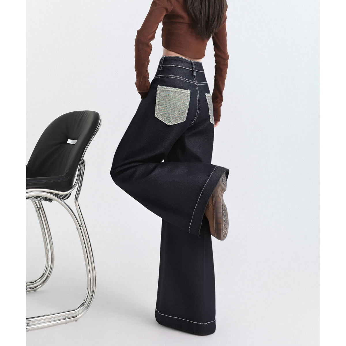 唐狮秋冬季牛仔长裤女微喇显瘦百