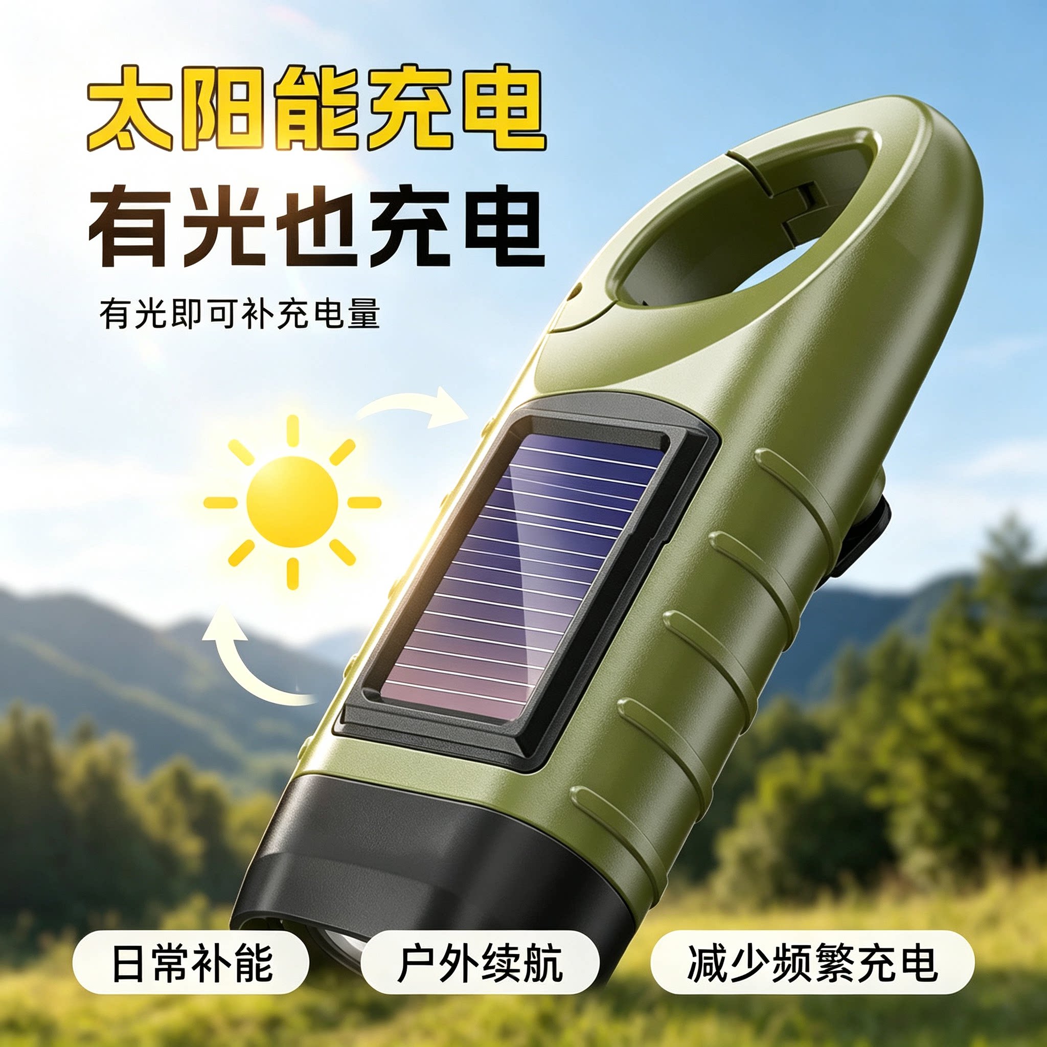 太阳能手摇强光户外应急手电筒
