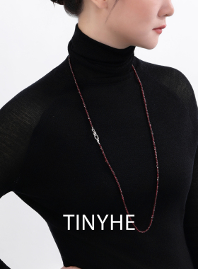 TINYHE米雪 天然石榴石项链女秋冬长款毛衣链高级感水晶颈链原创