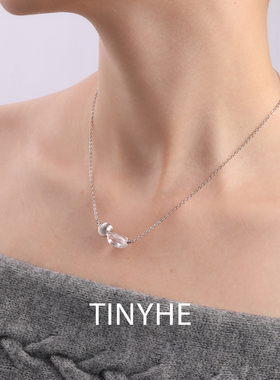TINYHE白水晶纯银项链女款毛衣链