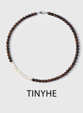 TINYHE天然淡水珍珠木珠项链