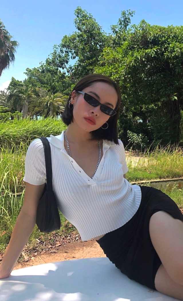 源头工厂直销 白色/牛油果色冰丝polo短款上衣t恤