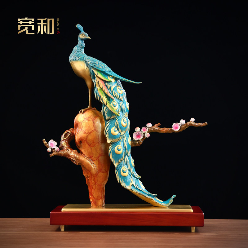 吉祥归来电视柜现代中式风孔雀