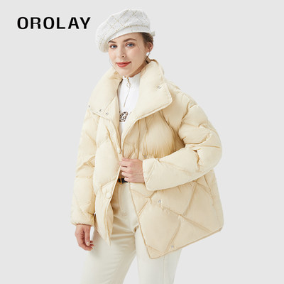 OROLAY新款冬季短款面包羽绒服