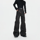 侧门禁差异化神裤 ArguE红边黑脊 原牛14.5盎司黑色微喇牛仔裤