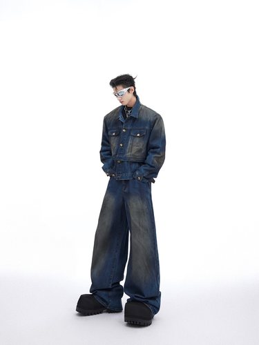 CulturE做旧废土重磅牛仔套装