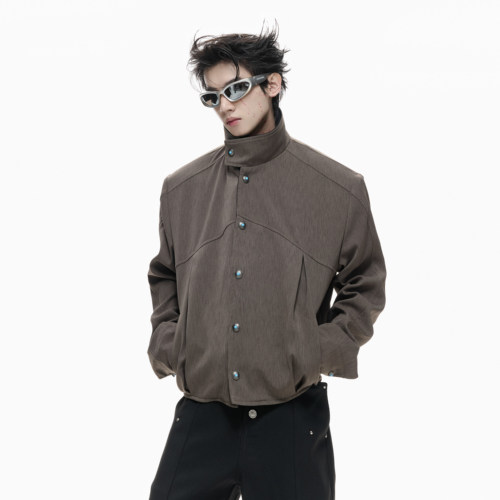 收腰短款双层领挺括夹克外套春款