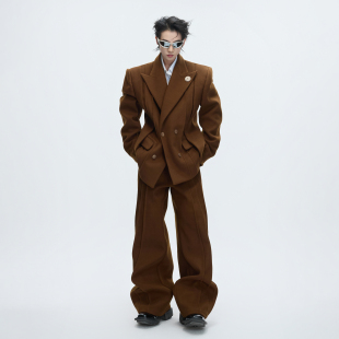 ArguECulturE高定廓形收腰线条假两件毛呢西服外套装 双12现货