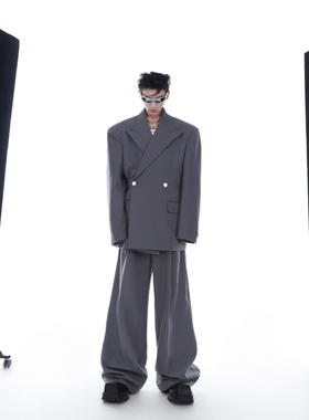 CulturE24ss原创小众高级斜纹垫肩西服外套宽松廓形垂感西装男女