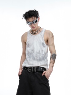 打底衫 背心小众无袖 男 原创复古做旧擦色罗纹修身 ArguECulturE夏季