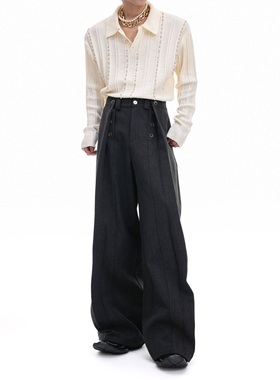 ArguE CulturE高智*解构压褶西裤小众新贵感直筒垂感设计休闲裤男