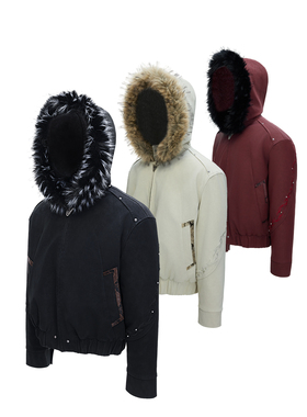 ArguECulturE赤焰*重磅刺绣洗水皮加厚保暖座山雕外套棉服夹克冬