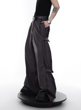 CulturE原创小众解构中性绑带微喇叭休闲裤男阔腿裤可调节西裤