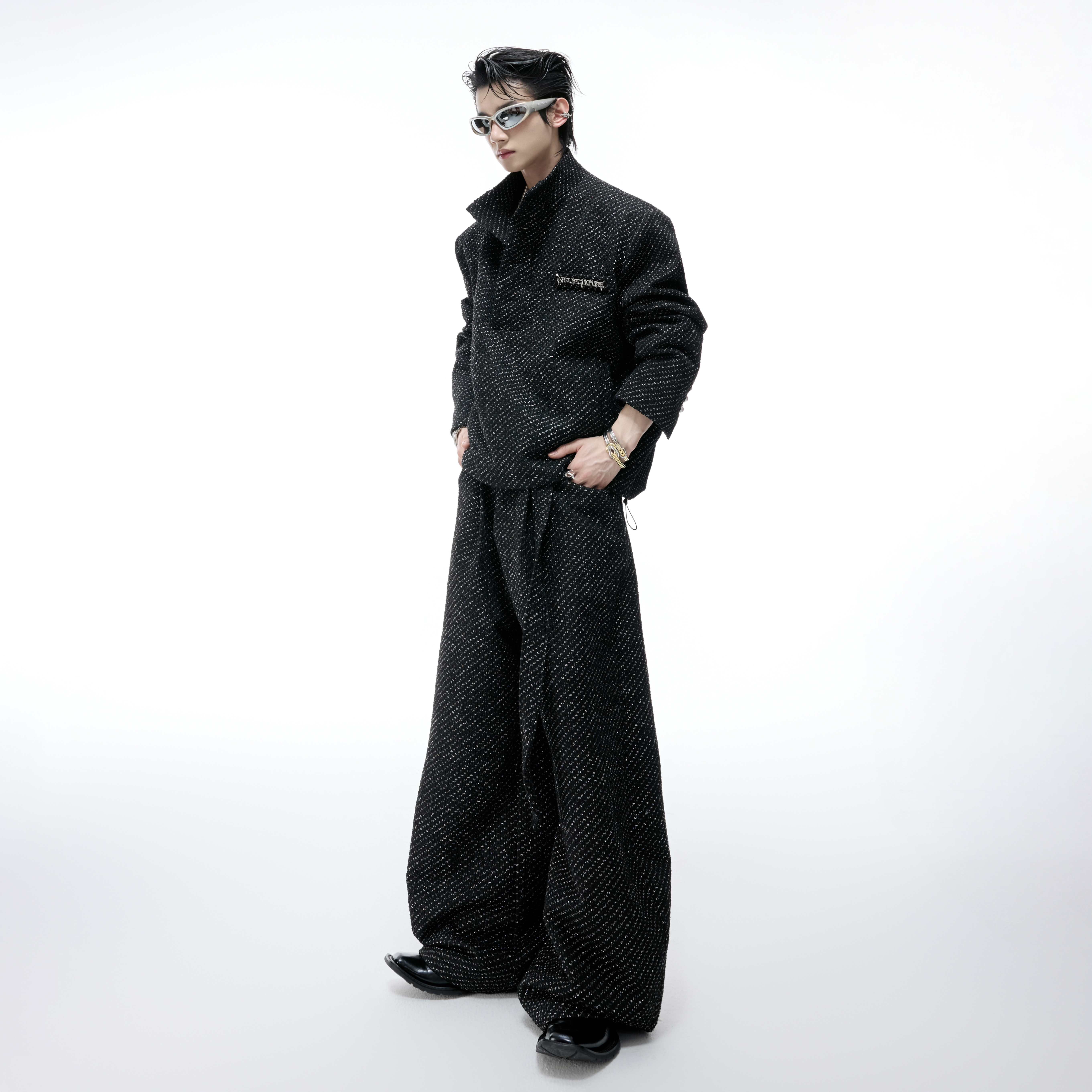 小香风纹理质感夹克套装