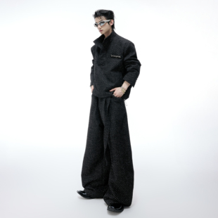 夹克套装 ArguE CulturE珍珠纽扣小香风纹理感外套绑带设计阔腿裤