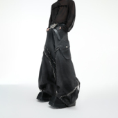 ArguE 立体宽松休闲裤 CulturE击碎 小众复古毛边弯刀廓形牛仔裤