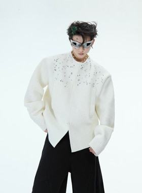 ArguE CulturE雪域仙踪 小众细闪镶钻毛衣开衫宽松新年氛围感外套