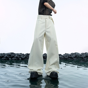 高腰高级宽松加厚西裤 小众简约毛呢双腰带设计感阔腿裤 新款 ArguE