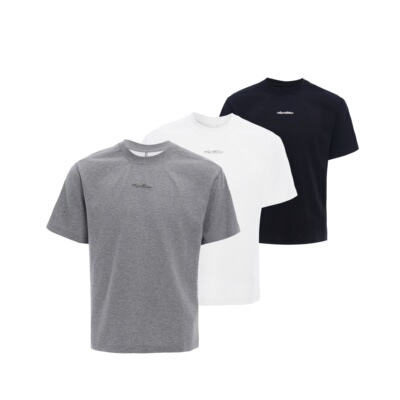 三明治空气层重磅纯色圆领T恤