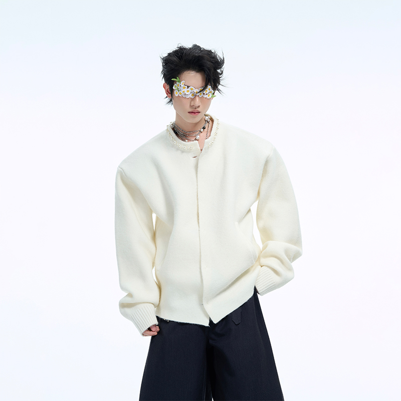 ArguE小众轻奢珍珠点缀针织衫