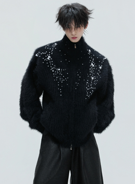 ArguE CulturE影逸＊高领毛绒珍珠点缀毛衣开衫贵气感加厚针织衫