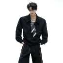 宽松高级长袖 条纹领巾飘带拼接V领POLO衫 卫衣 CulturE归韵 ArguE