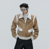 ArguE 夹克大口袋设计感冬外套 CulturE重磅丝绸绒面撞色加厚短款