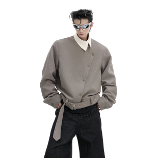 休闲衬衫 小众斜扣尖领长袖 复古贵气排扣外套男 CulturE桀墨 ArguE