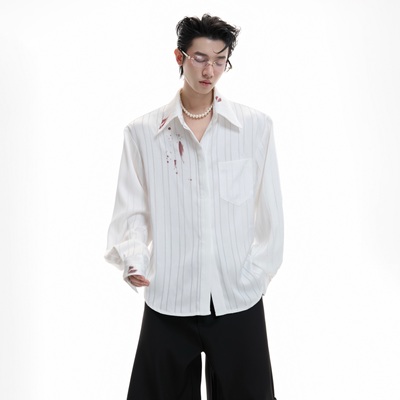 防晒衬衫高级感唇印长袖宽松衬衣