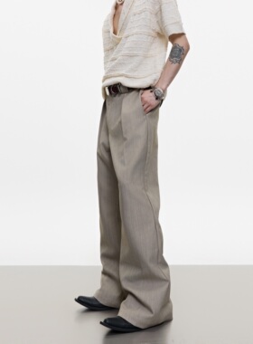 ArguE CulturE小众老钱风微喇西裤贵气休闲裤刺绣高级百搭长裤男