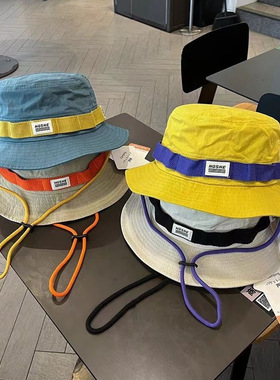 日系工装风女春夏户外登山钓鱼盆帽防晒遮阳帽撞色速干渔夫帽新款