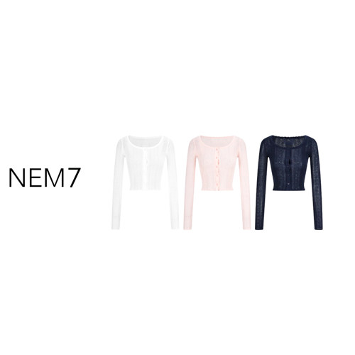 NEM7 2026【甜美女人】法式镂空针织开衫女舒适百搭外穿上衣