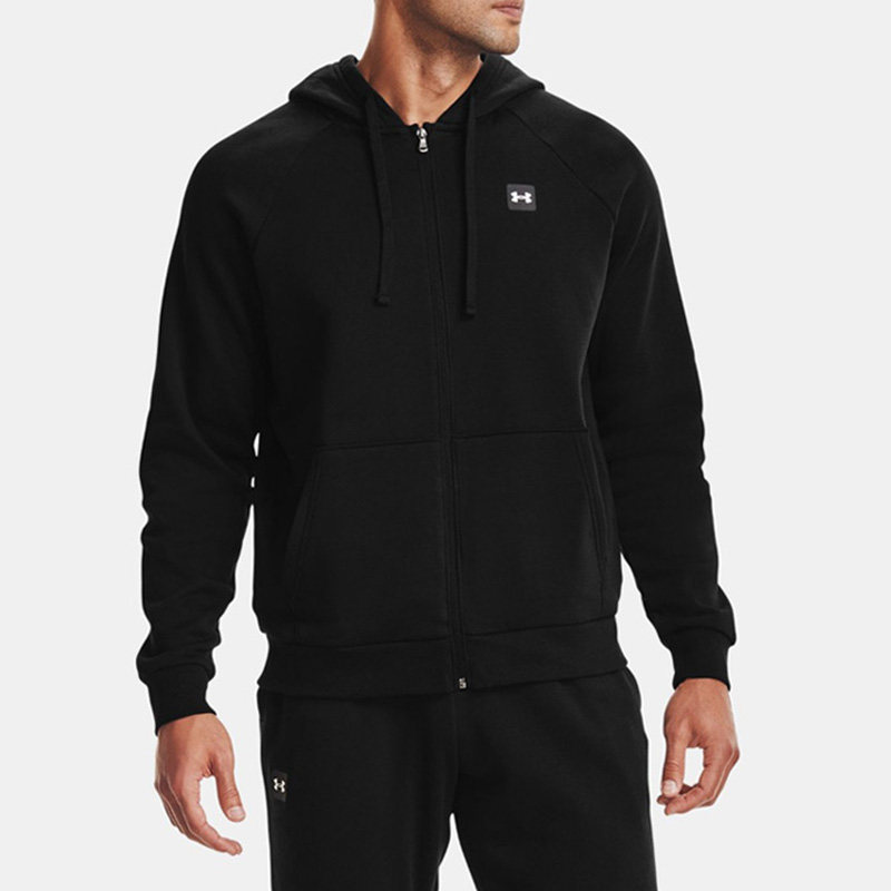Under Armour安德玛男运动连帽拉链开衫卫衣外套黑色1357111-001