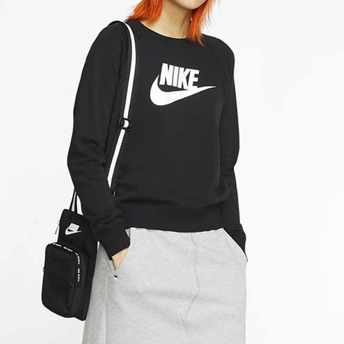 Nike, демисезонный классический спортивный удерживающий тепло лонгслив для отдыха с круглым воротником, с печатью вашего логотипа