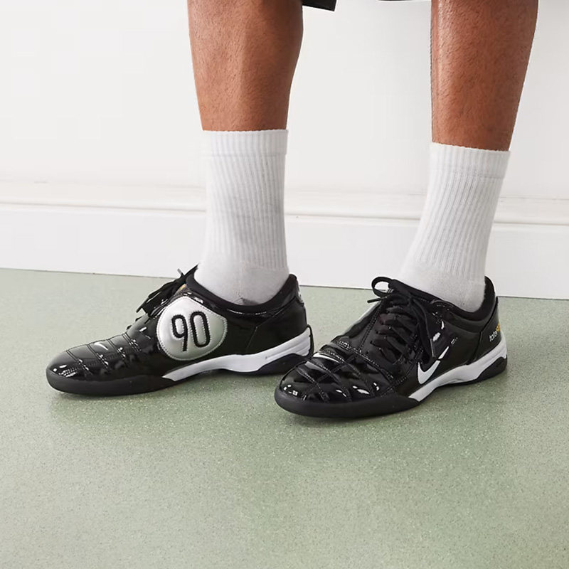 Nike耐克T90 SP男女复古黑漆皮低帮运动休闲鞋足球鞋HJ9351-001