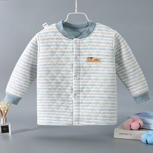 2024儿童秋冬三层夹棉加厚保暖单上衣彩棉保暖秋衣男女童开衫小孩