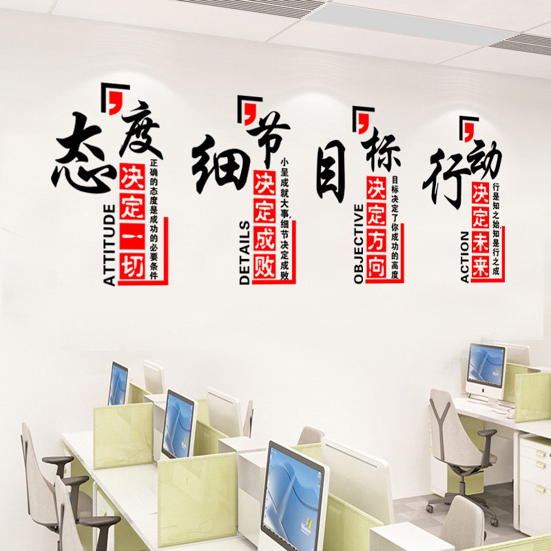 细节态度目标励志文字墙贴纸公司办公室文化栏背景墙装饰标语贴画