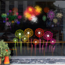 新年烟花玻璃贴纸静电喷水橱窗贴膜元 素展厅酒店布置 旦金色喜庆元