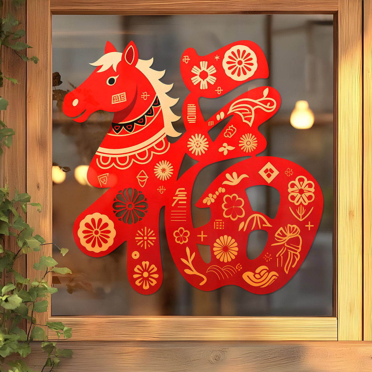 春节窗贴画马年新年福字静电窗花喜庆氛围玻璃门贴纸店铺装饰布置,家居饰品,门贴,淘宝优惠券,粉丝福利购,淘宝优惠卷