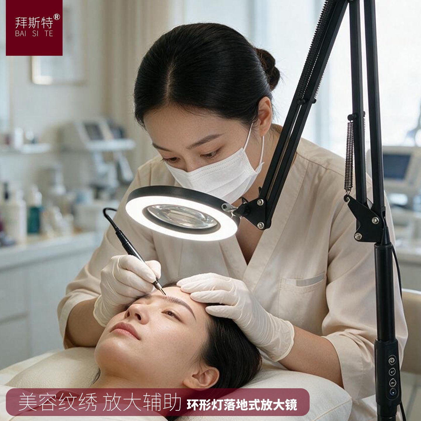 落地台式带灯放大镜工作灯图片