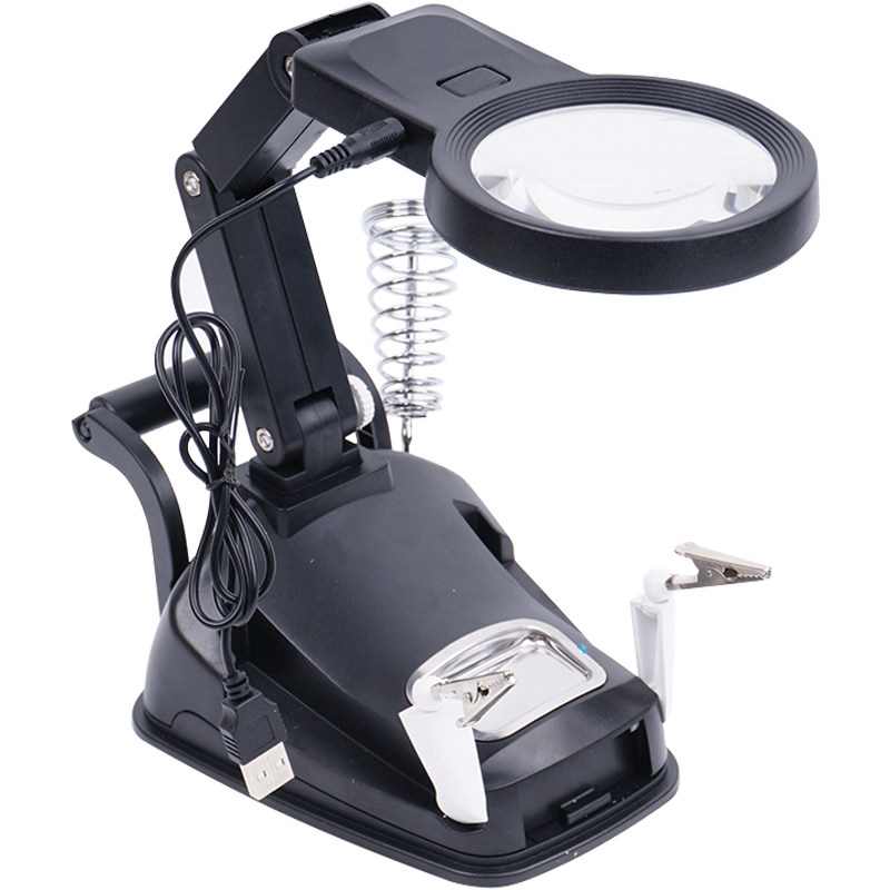 台式放大镜带LED灯高老人阅读清钟表手机主板维修台灯焊接线路板