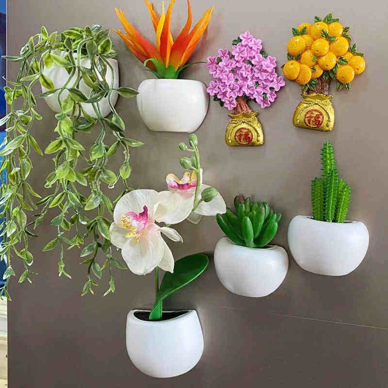 可爱立体仿真多肉植物冰箱磁贴树脂盆栽花磁铁装饰婚庆创意磁力贴