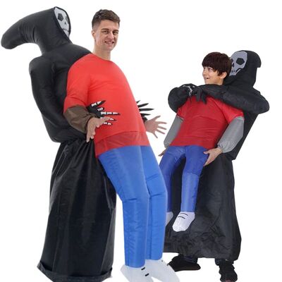 Adults Kids Funny Inflatable Black Robe Mask Ghost Costume P