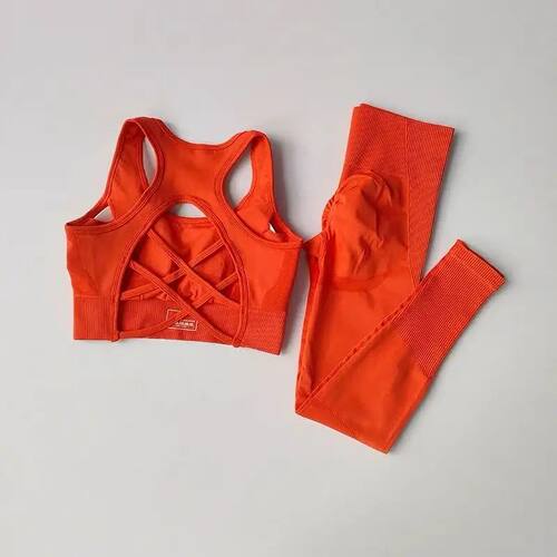 2PCS Sports Bra Women's Set Fitness Tank Top Bra Shockproof