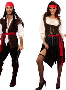 Pirate Costumes for Women Men Adult Halloween Male Captain J