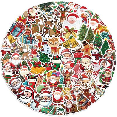 10/50/100pcs Cute Santa Claus Christmas Decoration Stickers